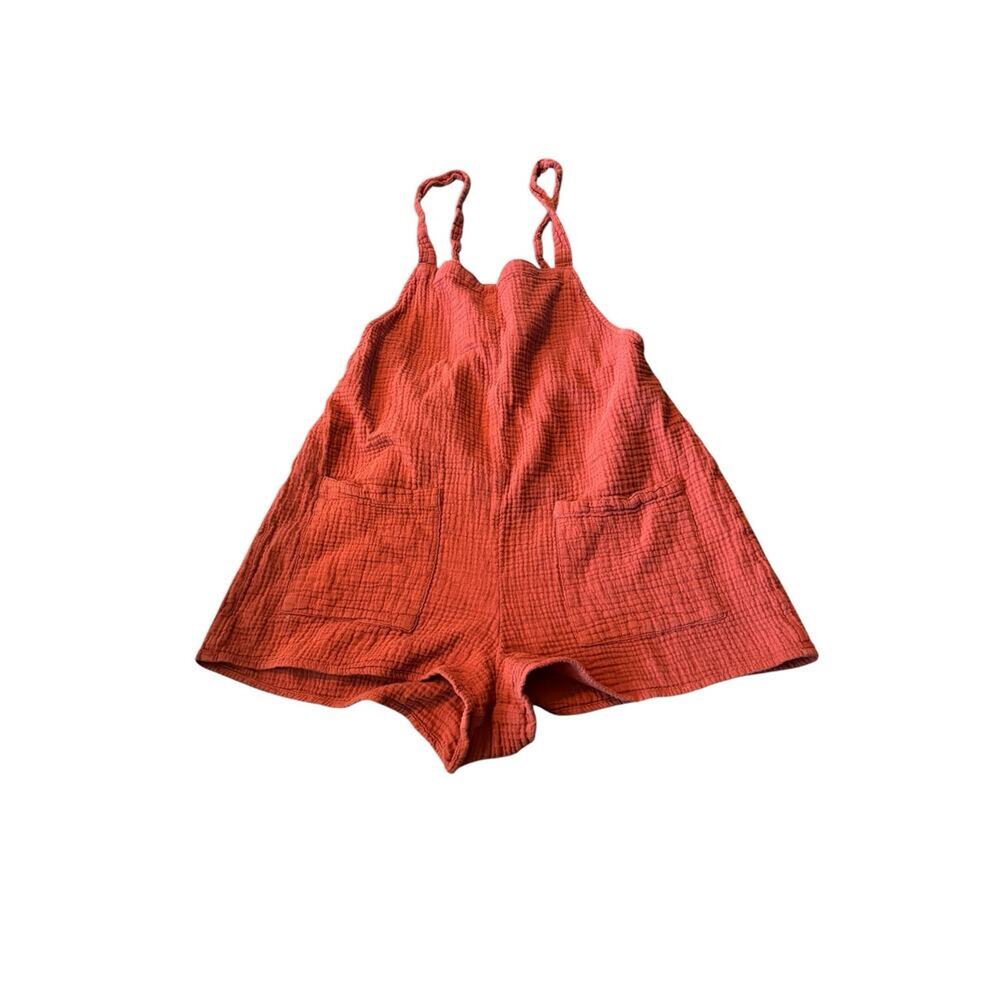 xhiliration Rust Waffled Shorts Romper Summer Size XL